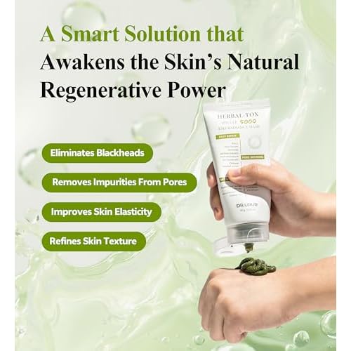 Korean Herbal Green Tea Clay Mask for Deep Pore Cleansing & Blackheads, Bentonite & Mugwort Soothing Formula, 80g/2.82 oz