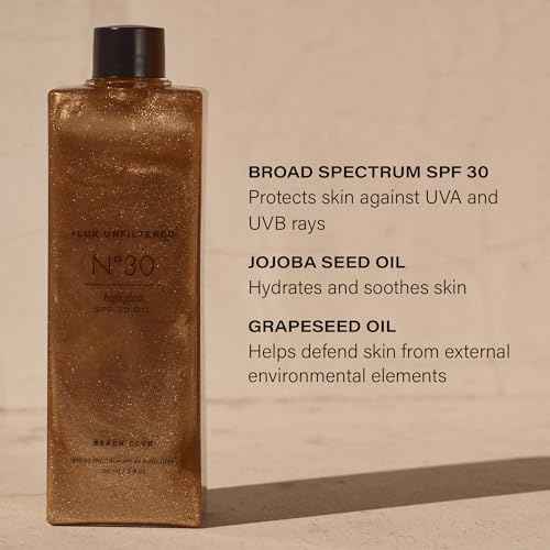 + Lux Unfiltered N¡Æ30 Shimmer Body Oil with SPF 30 - Hydrating & Nourishing High Gloss Tanning Oil, Instant Bronze Shimmer Sunscreen - Oxybenzone Free - Broad Spectrum Sunscreen SPF 30