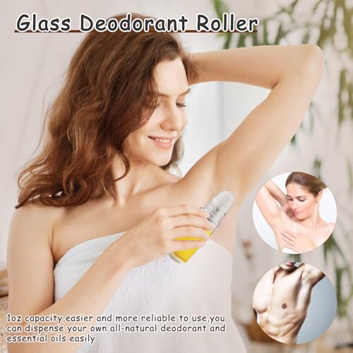 25 Glass Roll-On Bottles 30ml with Roller Ball & Funnels