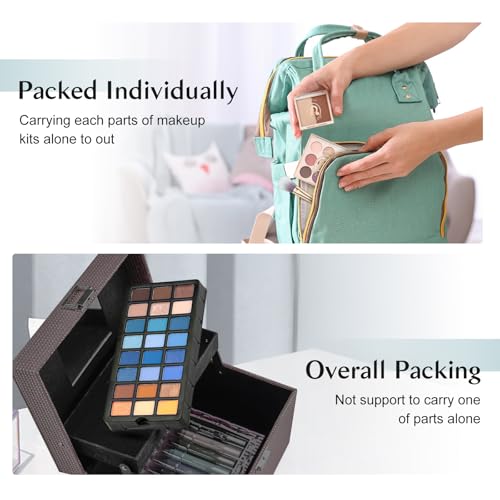 All-in-One Beginner Makeup Kit for Girls - 18 Colors, Green Case