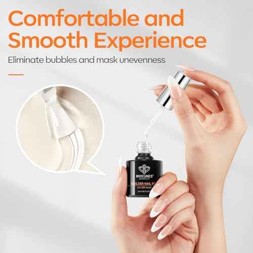 modelones Builder Nail Gel with Gel Top Coat, 8-In-One Clear Builder Acid Free Top Coat for Nail Thickening Apex Building Extension Shine Finish and Long Lasting, LED Lamp Cured 10ml DIY Home Salon