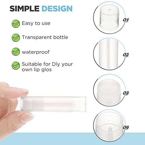 Yinkin 50 Pcs Lip Balm Containers Tubes Empty 3/16 oz Clear Lip Tubes and Shrink Wrap, Lip Gloss Tubes Lip Balm Containers with White Caps Twist Tubes for making Gifts, Travel