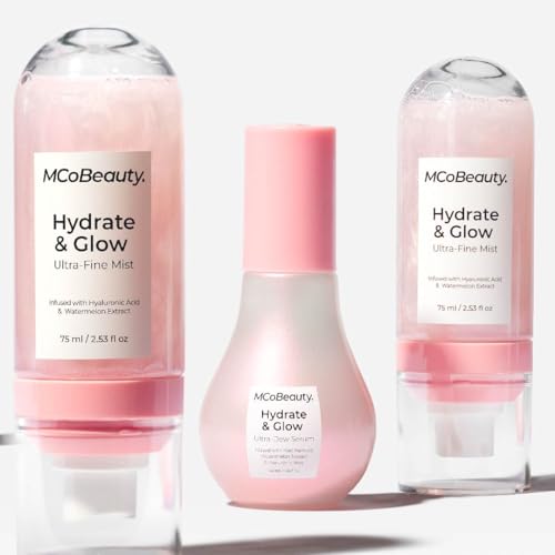 MCoBeauty - Hydrate and Glow Ultra Fine Mist Spray - Watermelon Scented Face and Body Spray with Aloe Vera - Contains Hyaluronic Acid and Shimmer - Christmas Gifts, Stocking Stuffers - 90ml