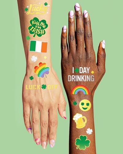 St Patrick's Day Temporary Tattoos - 54 Glitter Designs