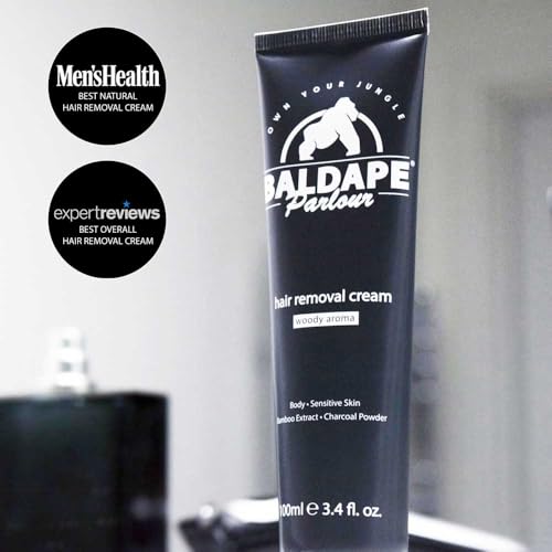 BALDAPE PARLOUR Body & Back Hair Removal Kit with Men's Depilatory Cream, Extendable Applicator & Loofah for Smooth, Hair-Free Results
