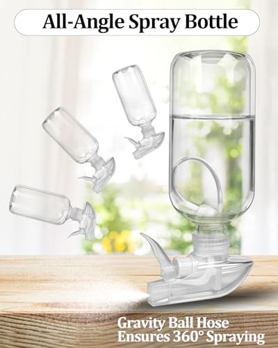 TERESRY 2 Pack 360° Spray Bottles 16 oz - Clear, Adjustable Nozzle, Leak-Proof