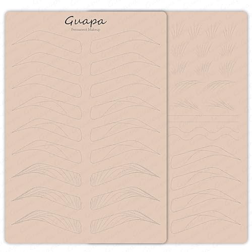 Guapa 3pcs Microblading Hairstroke Practice Skin Pre-printed Silicone Eyebrow Latex for Perfect Nano Eyebrow Tattoo Practice (Pink Sheet)