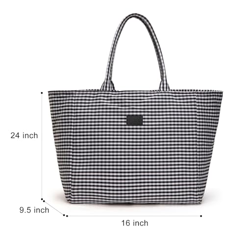 Montana West Gingham Tote Bag for Women - Large Canvas Shoulder Bag
