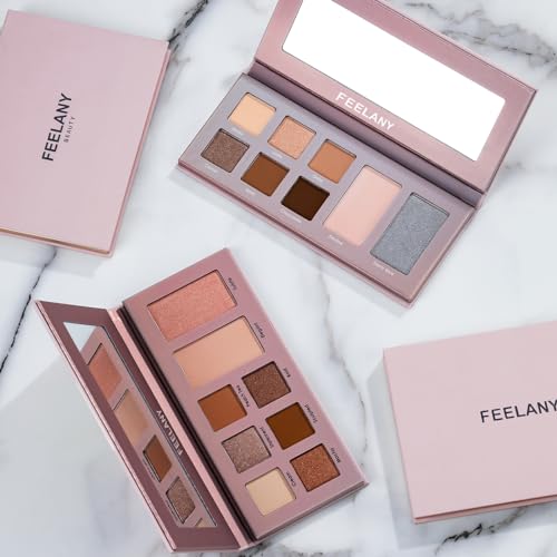 FEELANY Eyeshadow Palette 9 Shades Waterproof Blush Highlighter
