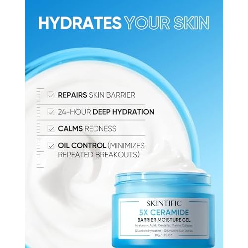 5X Ceramides Moisture Barrier Cream, Hydrating Skin Barrier Repair Face Moisturizer for All Skin Types with Hyaluronic Acid & Centella, Daily Moisturizer, Non-Comedogenic
