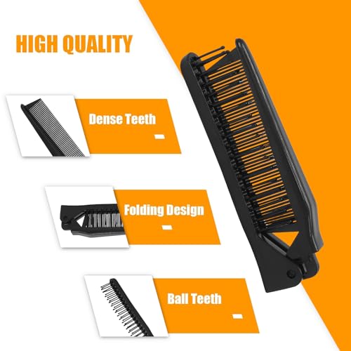 Qjaiune Hair Comb, 6 PCS Travel Foldable Brush Comb Portable Folding Hairdressing Tools, Anti-Static Hair Comb Mini Pocket Comb for Men Women (Black)