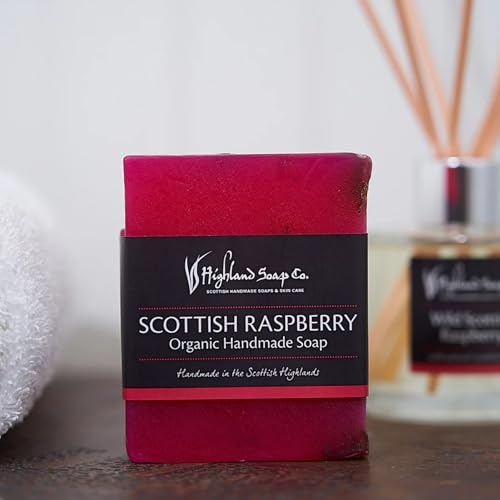 The Highland Soap Company, Handmade Scottish Organic Vegetable Oil Glycerin Soap Bar, Scottish Raspberry, 5.3oz (Pack of 2)