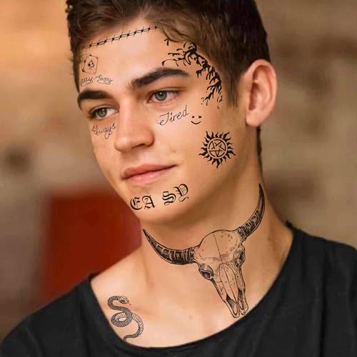Malone Temporary Tattoos 6 Sheets, Rapper Face Tattoos