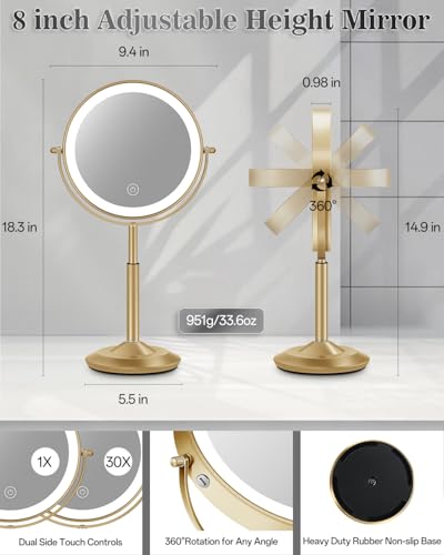 LED Lighted Magnifying Makeup Mirror 30X/1X Magnification
