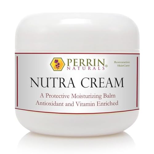 Perrin Naturals Nutra Cream, Concentrated Moisturizing Balm for Very Dry Skin, Targeted Dry Skin Cream for Hands, Heels & Elbows, Skin Barrier Support, Vitamins C E D3 + Resveratrol, 2 oz
