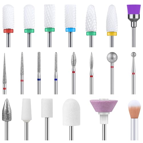 21-Piece Nail Drill Bit Set for Acrylic Gel Nail Art
