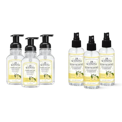 J.R. Watkins Bundle Lemon Foaming Hand Soap 9 fl oz 3 Pack + Lemon Room Freshener 4 fl oz 3 Pack