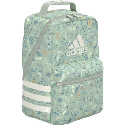 adidas Santiago Insulated Lunch Bag (6.5L) with Clip Lock Handle, Woodland Floral Linen Green/Linen Green, One Size