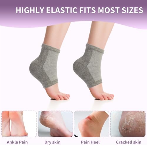 Moisturizing Heel Socks for Cracked Feet - Gel Toeless Foot Therapy, 2 Pairs
