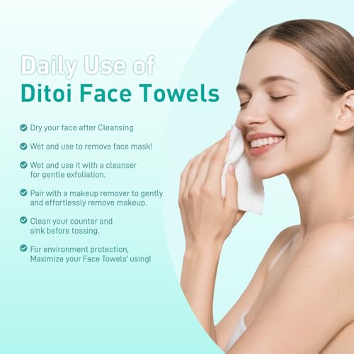 Face Towels, 10"¡¿12" Disposable Face Towel, Face Towelettes XL, Ultra Soft Makeup Remover Dry Wipes, Thick Face Towel for Cleansing,300 Count (6 Pack)