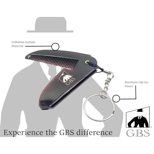 GENTS Mustache and Beard Styling Comb, pocket sized (Keychain Folding Beard Comb, 3 Pack)