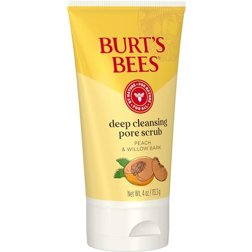 Burt's Bees Deep Cleansing Pore Scrub with Peach and Willow Bark, 4 Ounces, Pack of 3