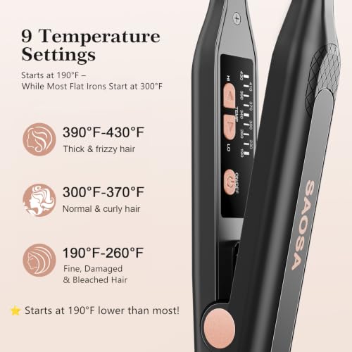 Mini Flat Iron for Short Hair, 0.3" Ultra-Thin Straightener Curler