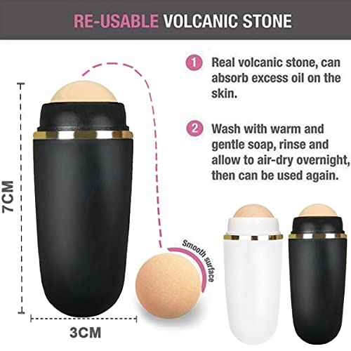 2 PCS Oil-absorbing Volcanic Face Roller Oil Control On The Go Oil Absorbing Volcanic Face Roller Facial Oil Blotting Tool Portable Reusable Instant Results Remove Excess Shine for Oily Skin