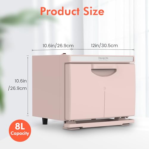 TASALON 8L Towel Warmer Hot Cabinet Box, Aluminum Inner Chamber, Removable Tray, Fast Heating for Beauty Spa Salon Massage - Pink