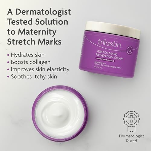 TriLASTIN Maternity 4oz Stretch Mark Cream & 3.4oz Nourishing Body Oil Bundle | Pregnancy Skincare Gift for First-Time Moms
