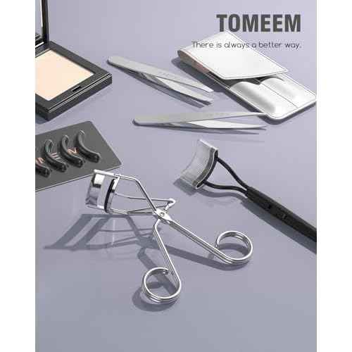 Eyelash Curler with Comb, Professional Volumizing Lash Lift Kit Lash Curler with Refill Pads for Home & Travel Uses, Silver