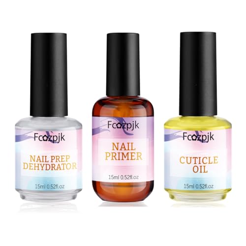 Nail Dehydrator and Acid-Free Primer Set with Cuticle Oil for Acrylic Nails