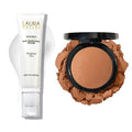 LAURA GELLER NEW YORK Baked Blush-n-Bronze 2-in-1 Bronzer Blush, Berry Bronze + Retractable Angled Kabuki Brush