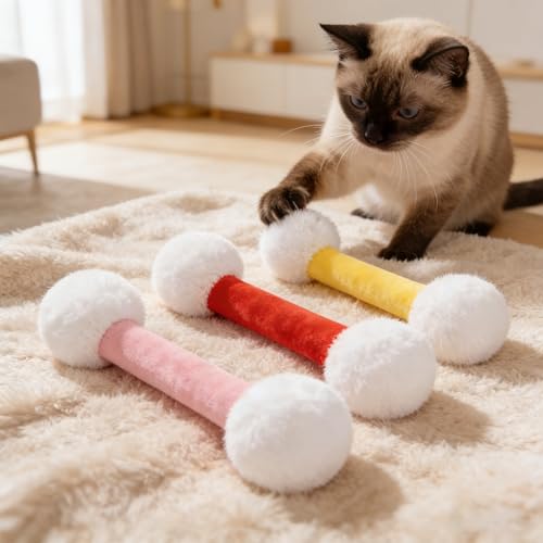 Gantodly Catnip Plush Kick Stick Toy - 3 Color B, Interactive & Durable Indoor Cat Toy