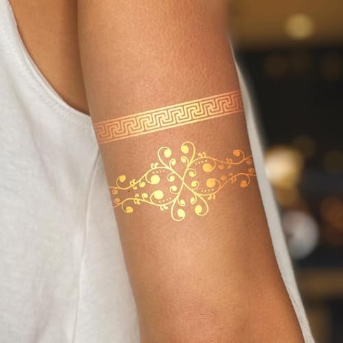 8 Sheet Gold Metallic Temporary Tattoos for Women