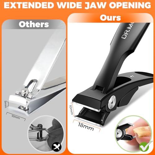 Straight Nail Clippers for Men, Heavy Duty 18mm Large Toenail Clippers for Thick Nails for Seniors with Wide Jaw, Ergonomic Long Handled Nail Cutter Edgy Toe Nail Clipper for Adults with File
