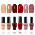 GELLEN Neutral-Warm Fall Winter Nail Polish Set - 6 Nude Red Brown Shades, No Lamp Needed, HEMA Free