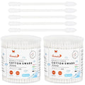 HOMEFOX 400 White Organic Cotton Swabs Spiral Pointed Double Sided - Gentle Lint-Free Tips