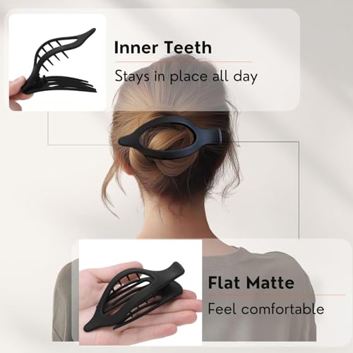 Flat Hair Clips 8-Pack - Matte Claw Clips for Thick Hair
