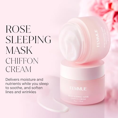 FEMMUE Rose Sleeping Mask Face Moisturizer (1.76 oz) | Hydrating Gel Mask to Soothe Dry, Red Skin | With Rose Water | Korean Skin Care