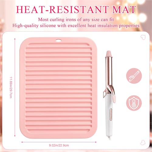 Pink Heat Resistant Gloves & Mat Set for Hair Tools
