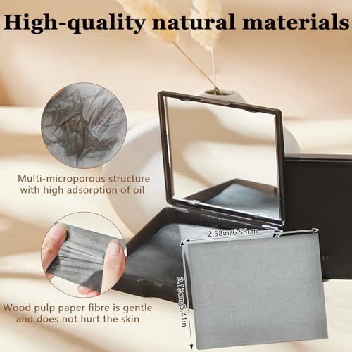 Oil Blotting Sheets for Face, 200 Sheets with Mirror & Puff
