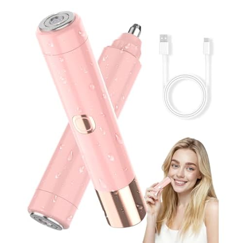 Facial Hair Remover for Women,Rechargeable 2 in 1 Eyebrow Trimmer and Face Shavers for Woman,Facial Razor Women for Eyebrow, Chin,Cheek and Upper-Lip