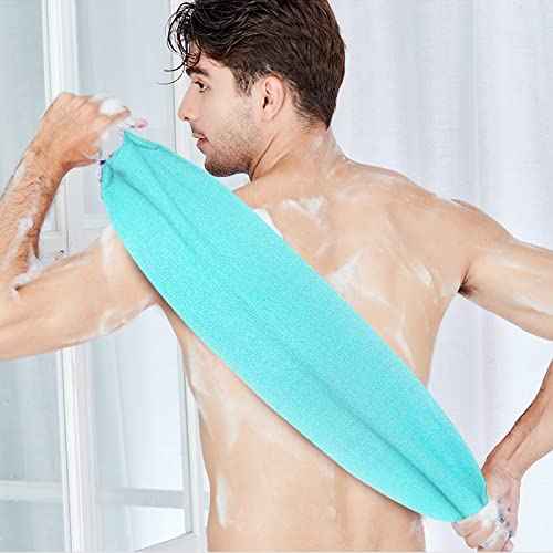Evridwear Exfoliating Back Scrubber with Handles Two Sides for Body Shower Deep Cleans Skin Massages Invigorating Blood Circulation Men Women One Size (Angel Blue)