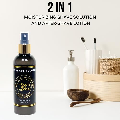 Black Widow Pro Shave Solution ? No-Mess Shave Spray Lotion with Hint of Mint, Hydrating Slick Shaving Lotion for Men & Women, Reduces Razor Burn & Skin Irritation for Smooth, Comfortable Shaves