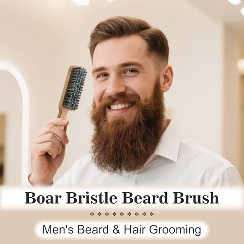SUNBIRD Men's Beard Brush with Boar Bristles, Soft Beard Brush for Styling & Daily Grooming, Slick Back Hair Brush for Smooth & Shiny Hair, 3 Models to Choose From