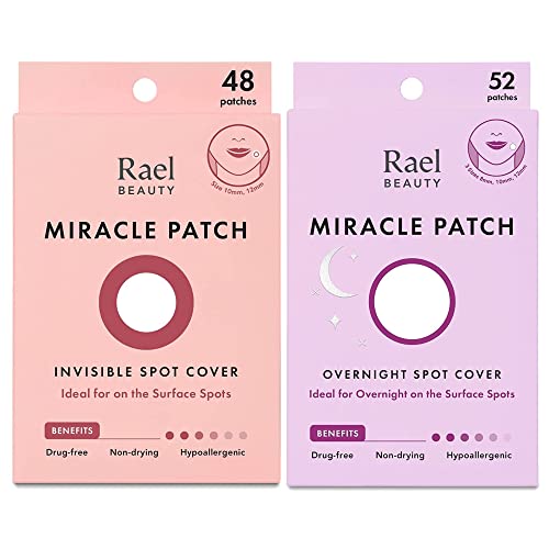 Rael Miracle Bundle - Miracle Patch Invisible Spot Cover (48 Count), Overnight Spot Cover (52 Count)
