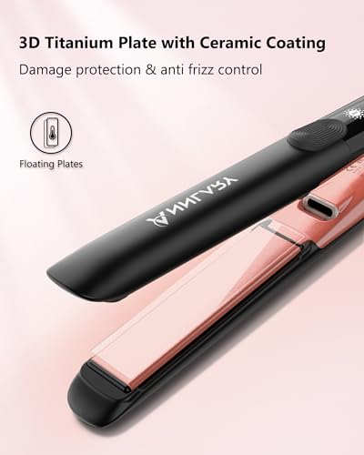 ANNLARY 1 Inch Titanium Ceramic Flat Iron Straightener and Curler 2 in 1