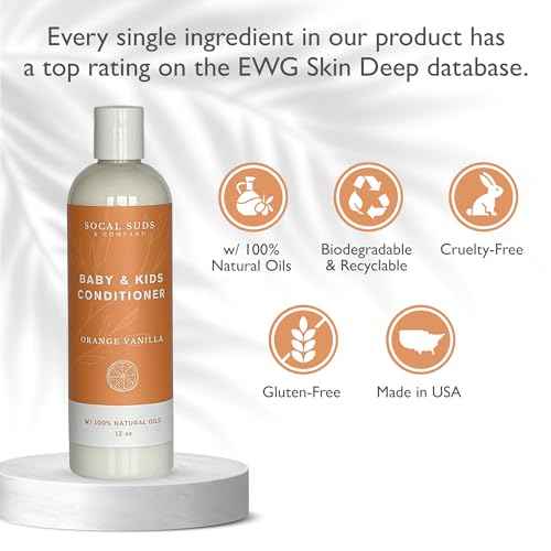SoCal Suds & Company - Organic Baby & Kids Conditioner - Gentle Natural Ingredients, Vitamin Rich Organic Oils for Babies and Kids Sensitive Scalp - Orange Vanilla, 12oz - 2 Pack