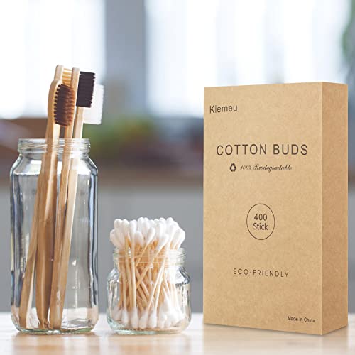 Bamboo Cotton Swabs Wooden Sticks 400 Count Eco-Friendly